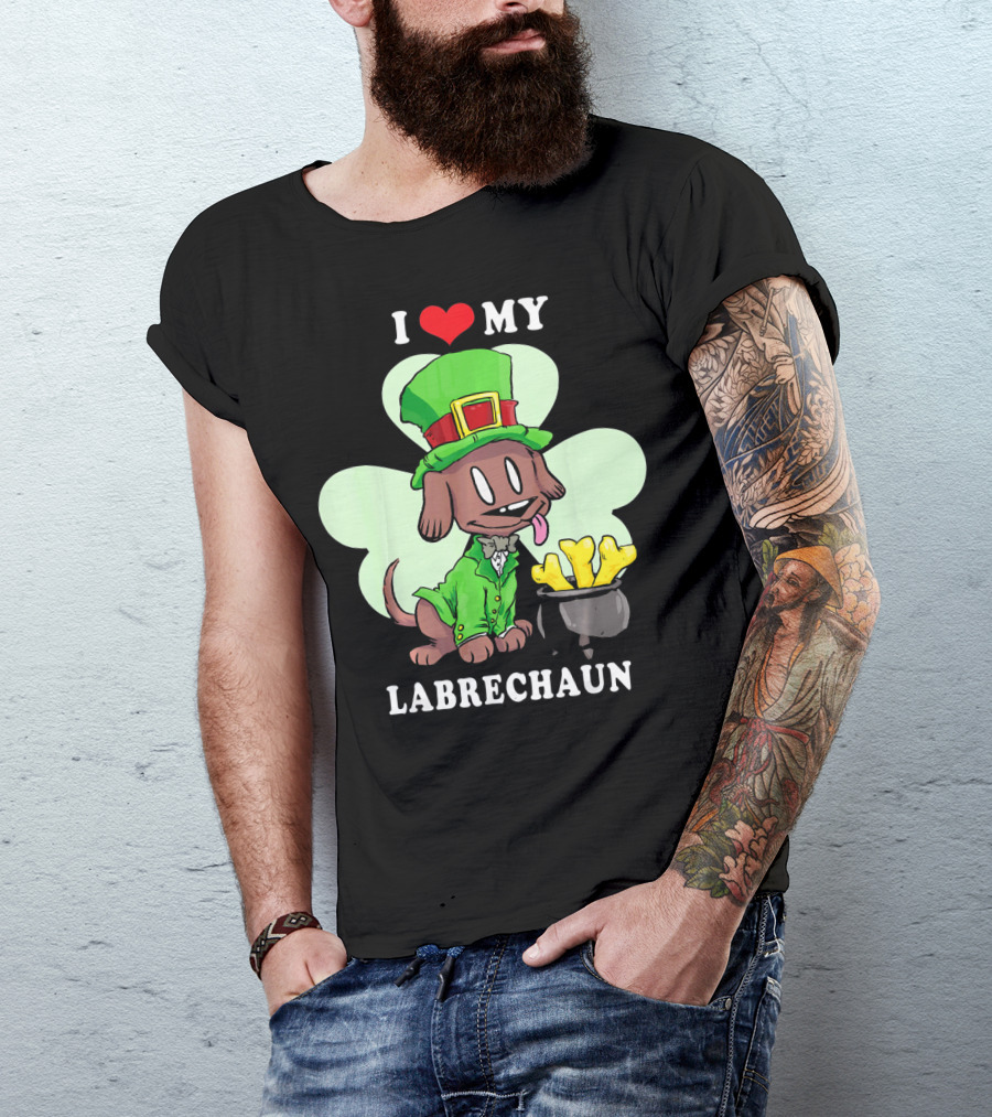 I Love My Labrechaun Chocolate Labrador Leprechaun T-Shirt