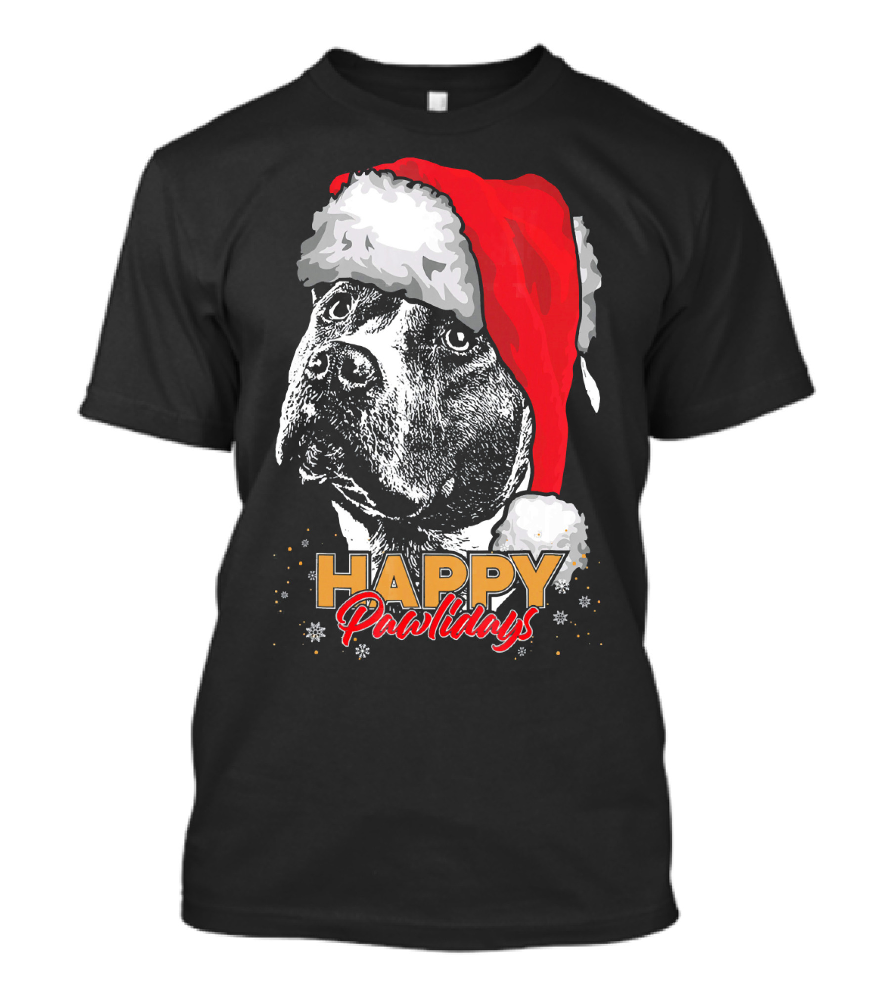 Happy Pawlidays Funny Christmas Pit Bull T-Shirt