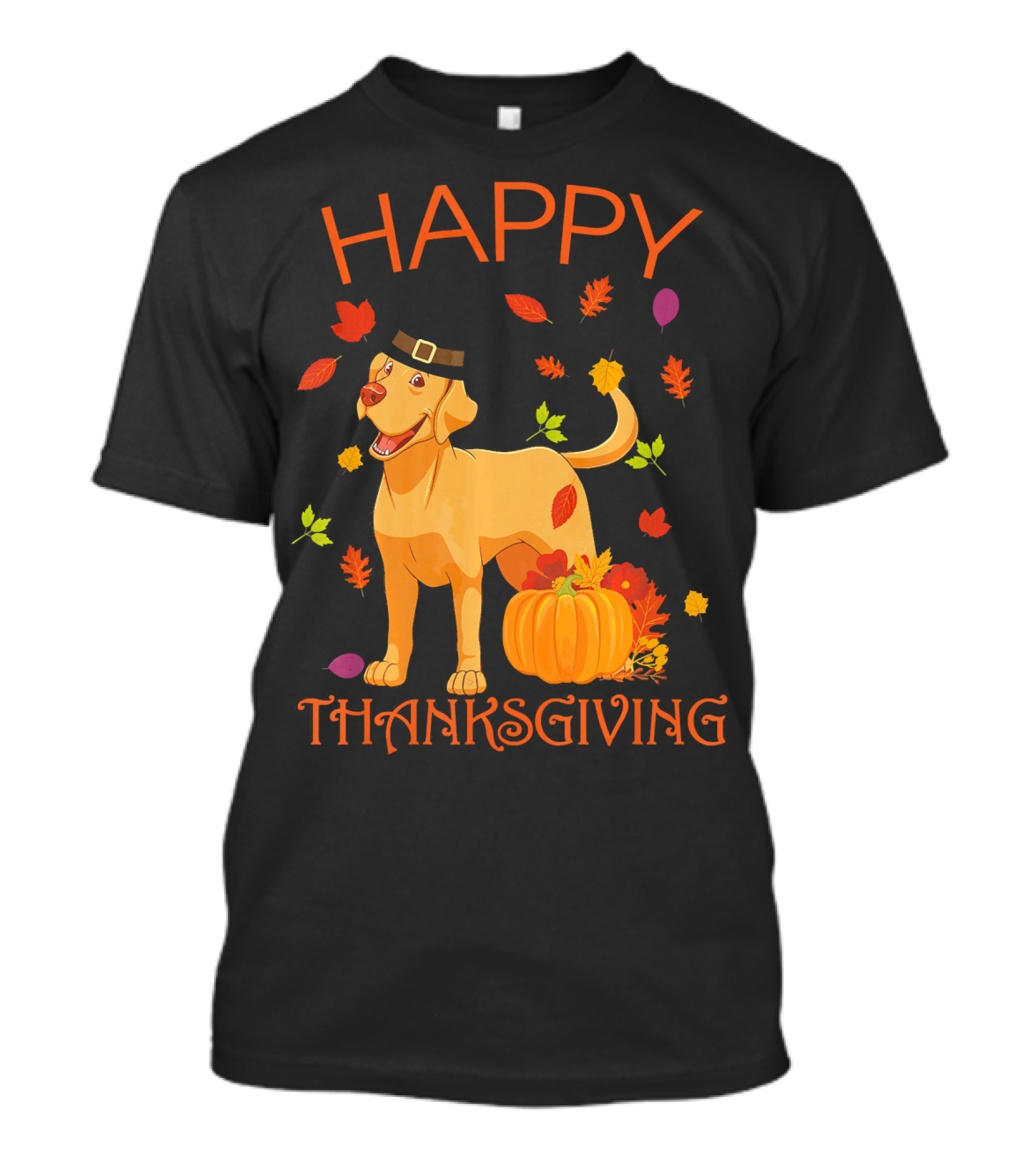 Happy Thanksgiving Dog Labrador Retriever Autumn Maple Leaf Pumpkin T-Shirt