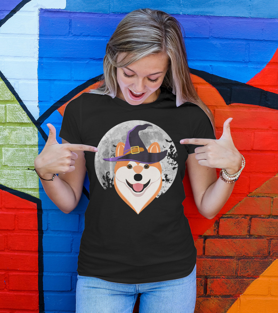 Akita Witch Moon Halloween Cosplay October T-Shirt