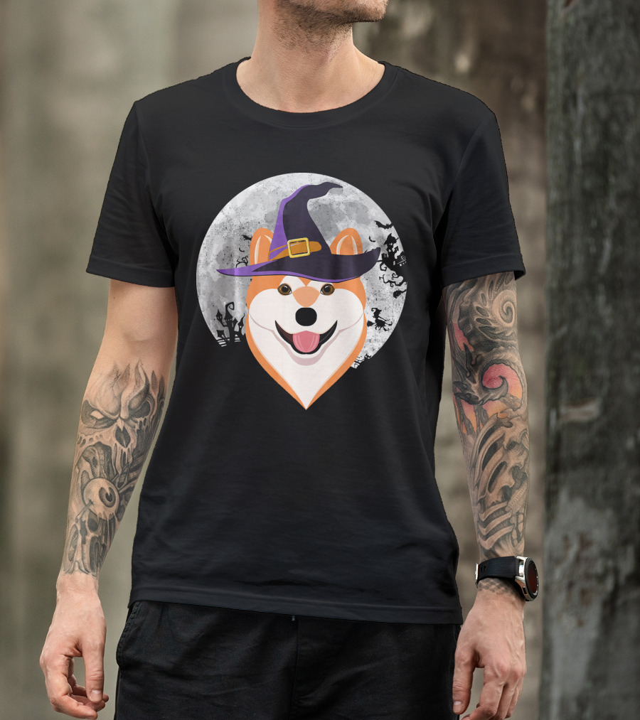 Akita Witch Moon Halloween Cosplay October T-Shirt
