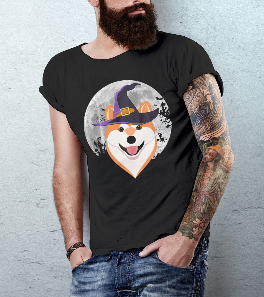 Akita Witch Moon Halloween Cosplay October T-Shirt