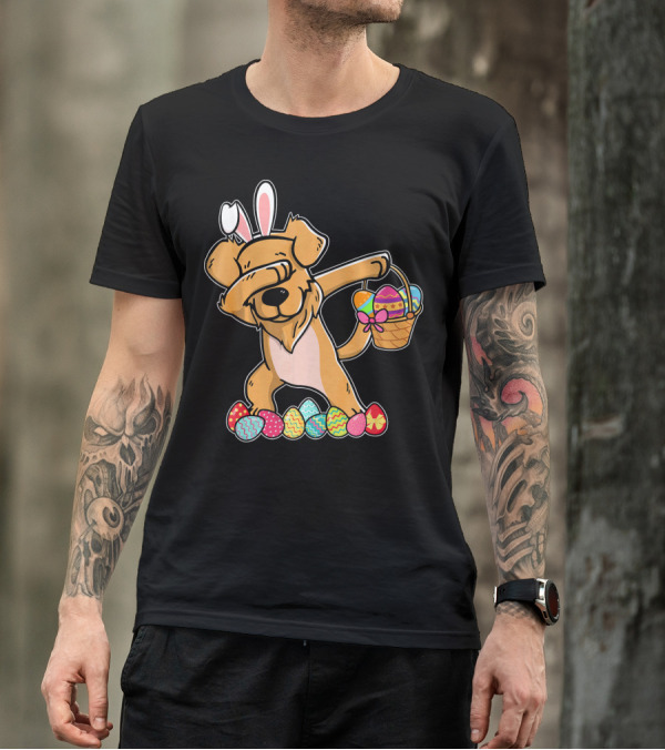 Golden Retriever Dab Dabbing Easter Bunny With Basket Of Colorful Eggs T-Shirt