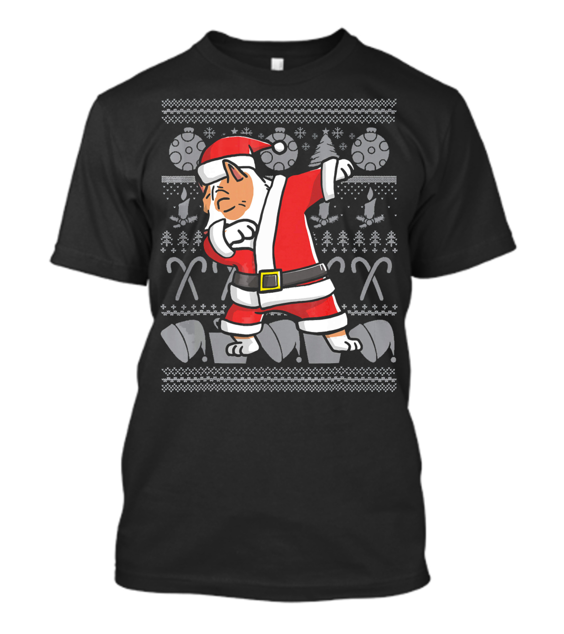 Santa Pit Bull Dabbing Christmas Ugly T-Shirt