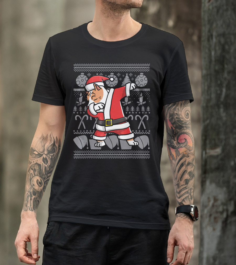 Santa Pit Bull Dabbing Christmas Ugly T-Shirt