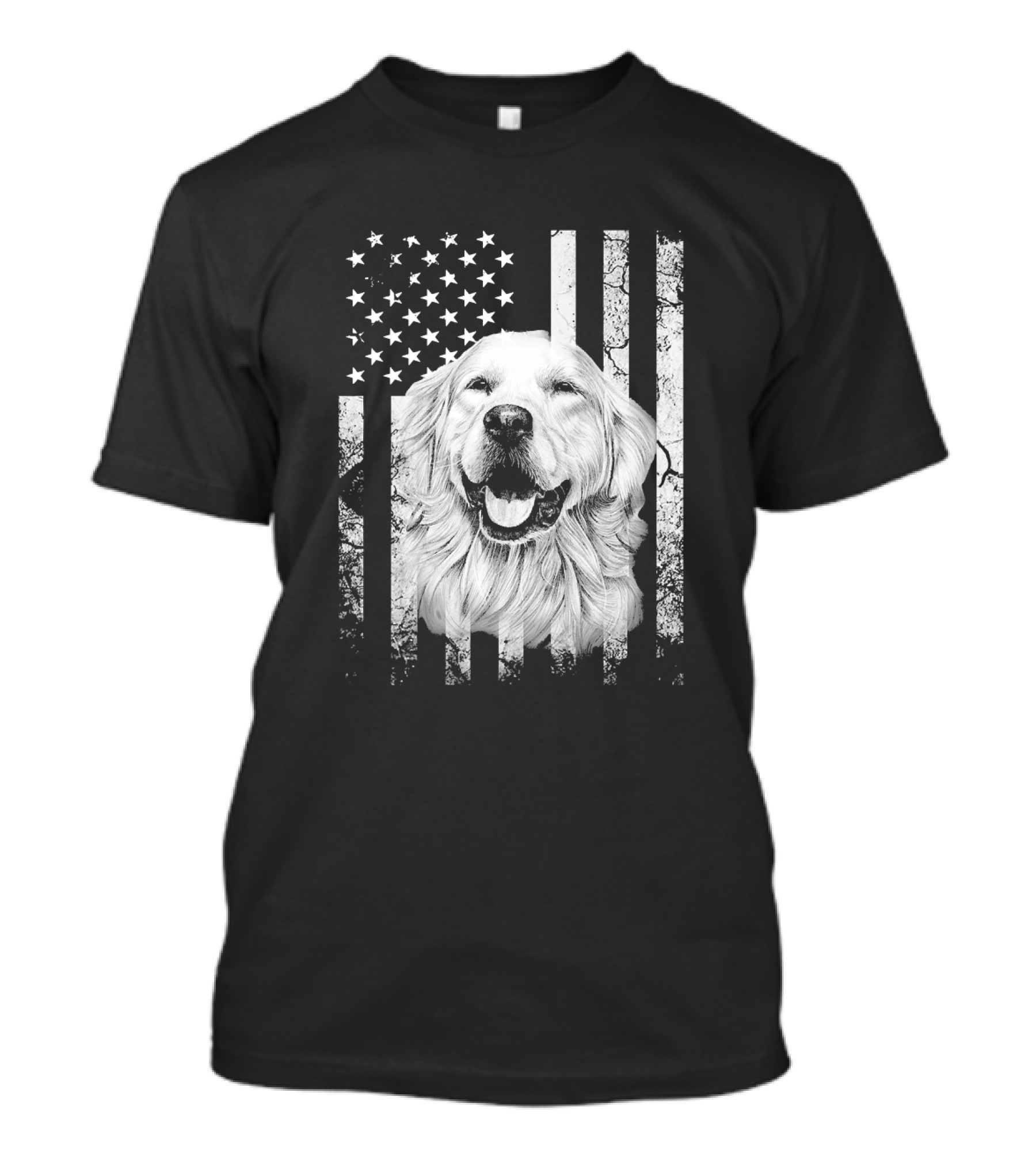 Golden Retriever American Flag 4th Of July Dog T-Shirt