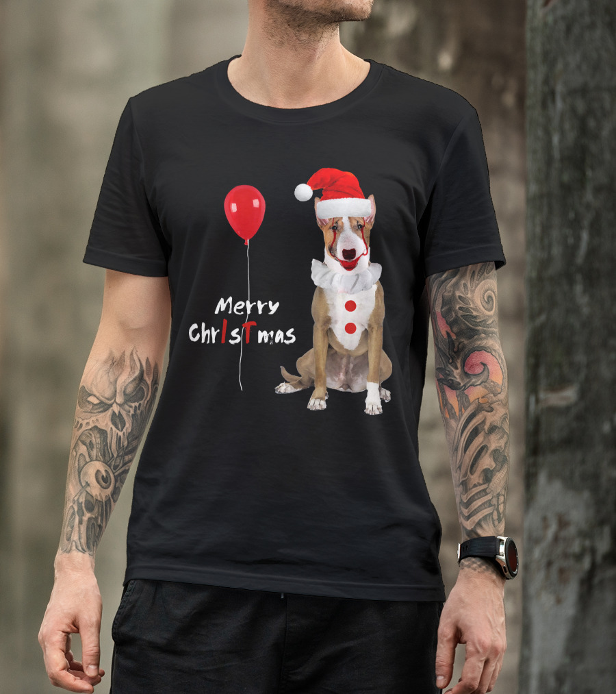 Merry Christmas American Pit Bull Terrier Horror Balloon T-Shirt
