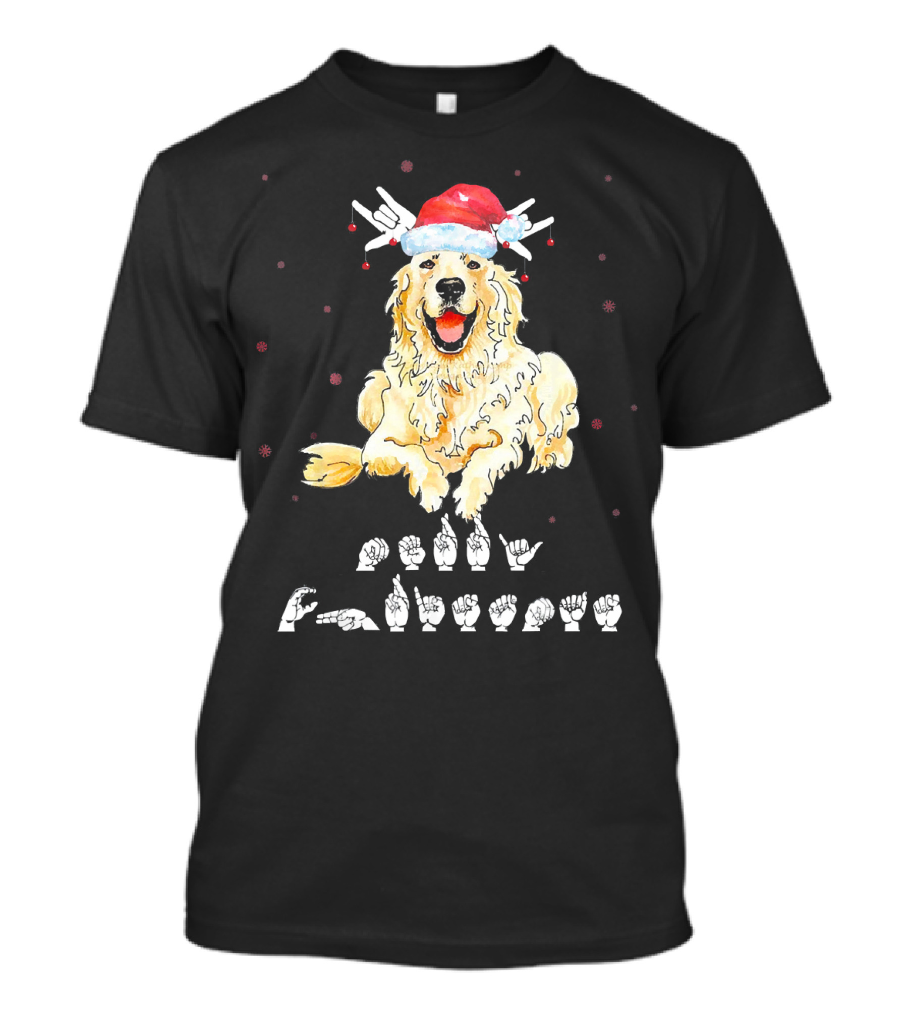 Golden Retriever Christmas I Love You Sign Language T-Shirt