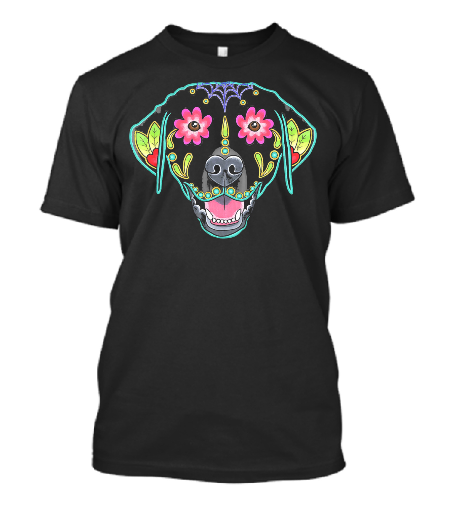Black Labrador Retriever Day Of The Dead Sugar Skull T-Shirt