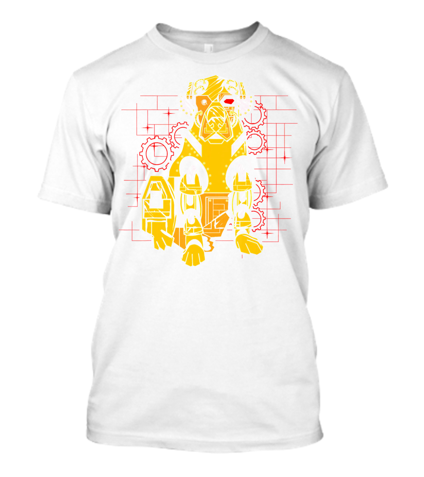 Cyborg Labrador Golden Retriever Robot Dog With Gear Background T-Shirt