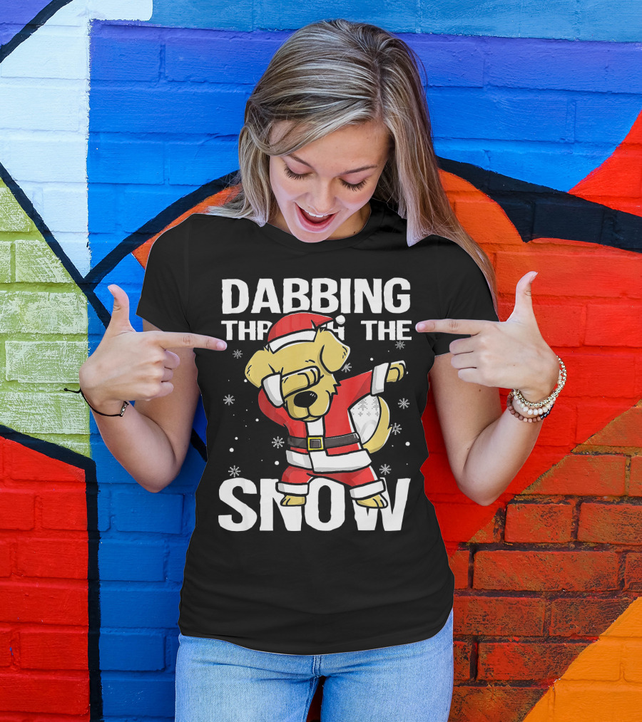 Dabbing Through The Snow Golden Retriever Santa T-Shirt