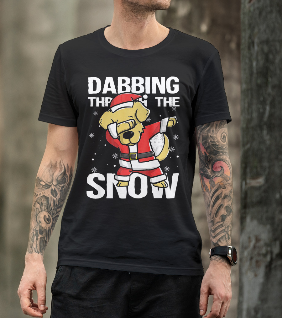 Dabbing Through The Snow Golden Retriever Santa T-Shirt