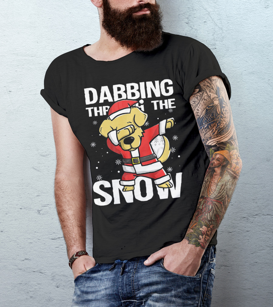 Dabbing Through The Snow Golden Retriever Santa T-Shirt