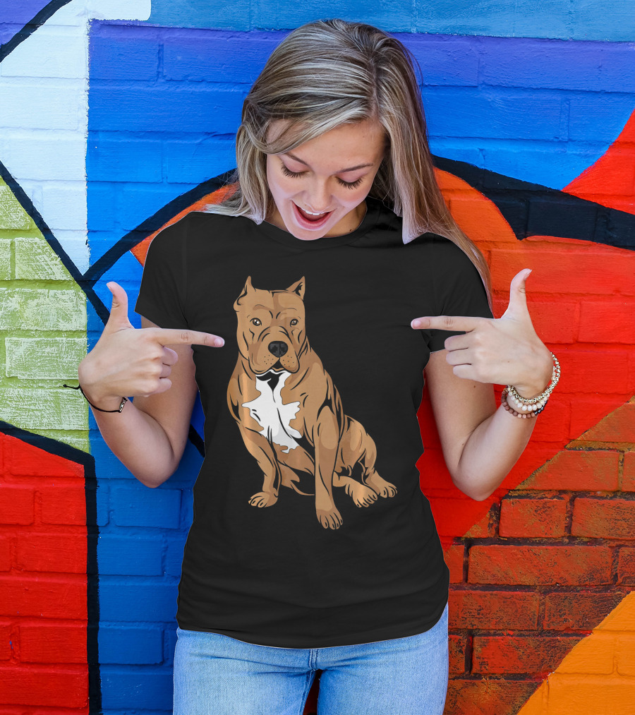 Pit Bull Dog White Brown Breed Companion T-Shirt