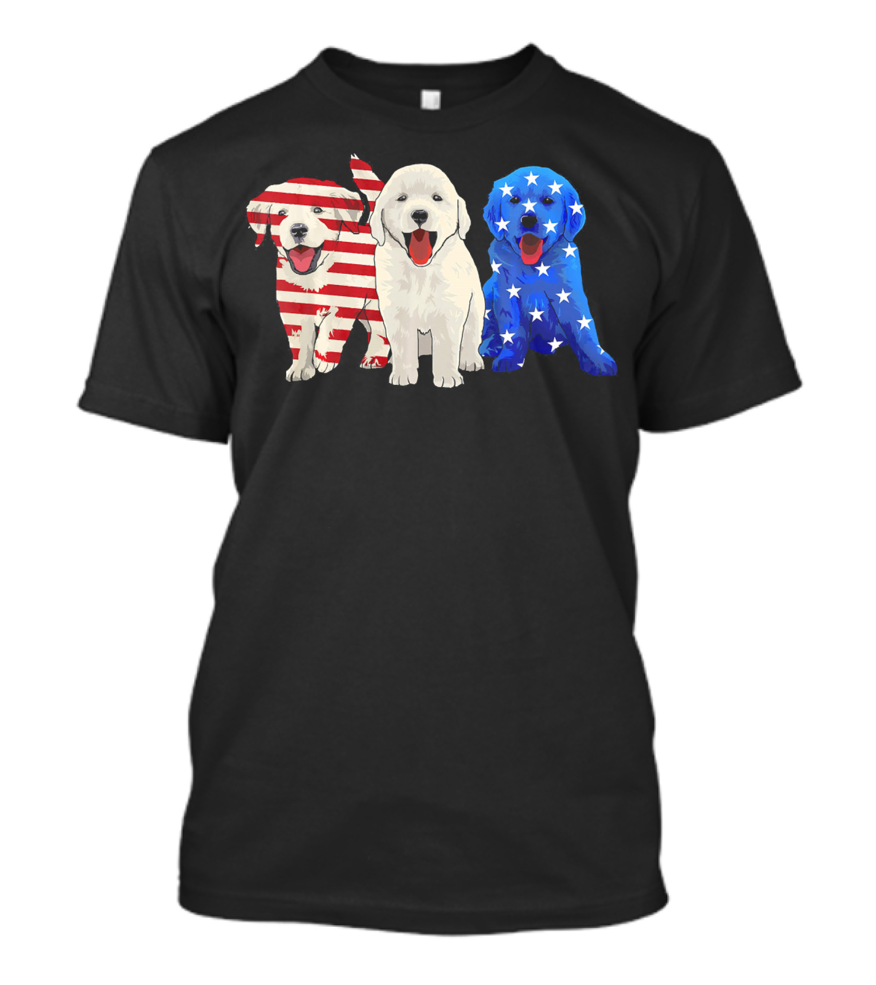 Golden Retriever Puppies With American Flag Colors USA Dog T-Shirt