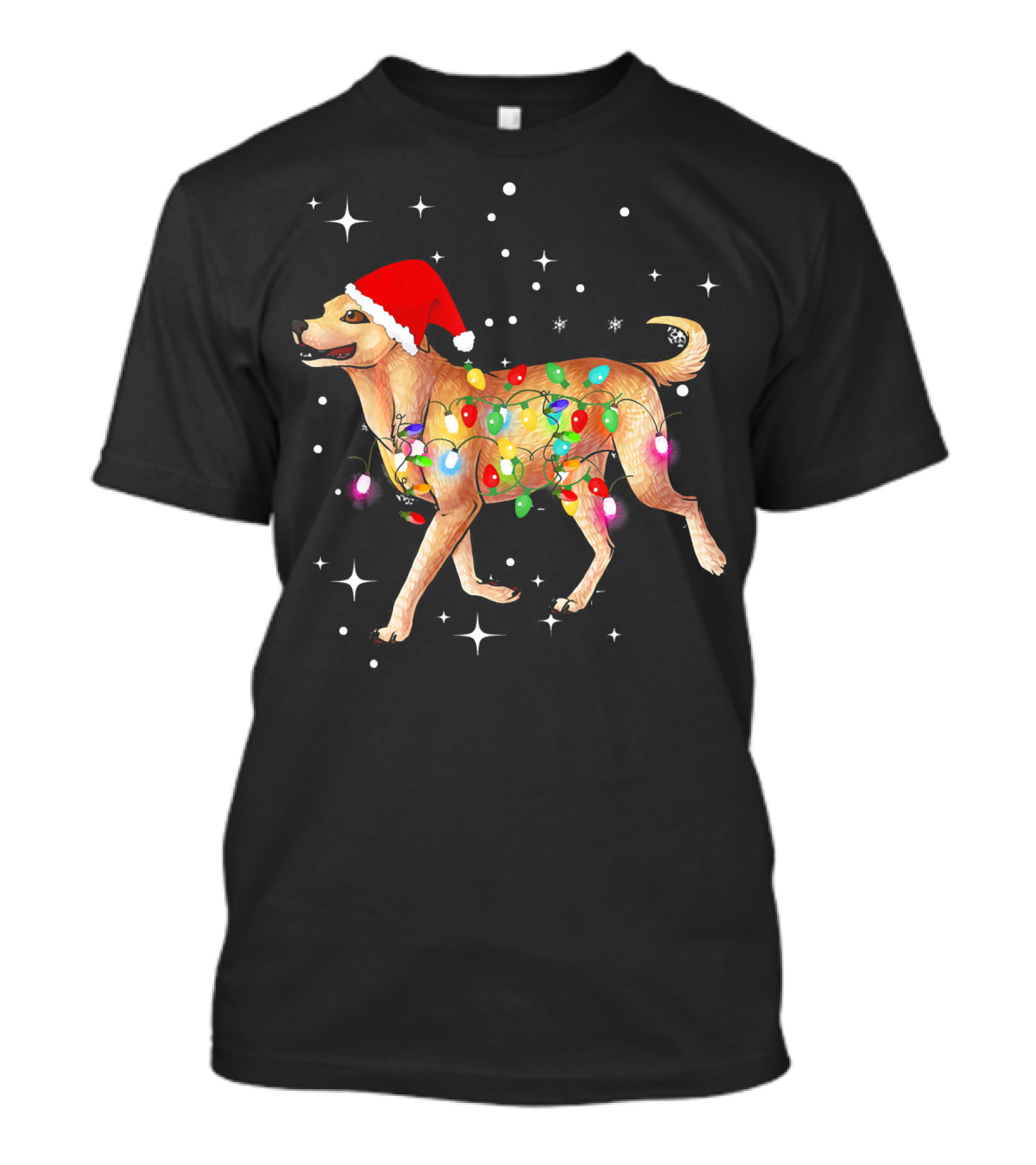Christmas Lights Festive Labrador Retriever With Santa Hat T-Shirt