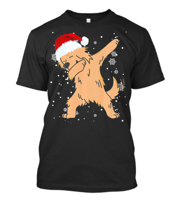 Golden Retriever Dabbing Santa Hat Christmas Snowflakes T-Shirt