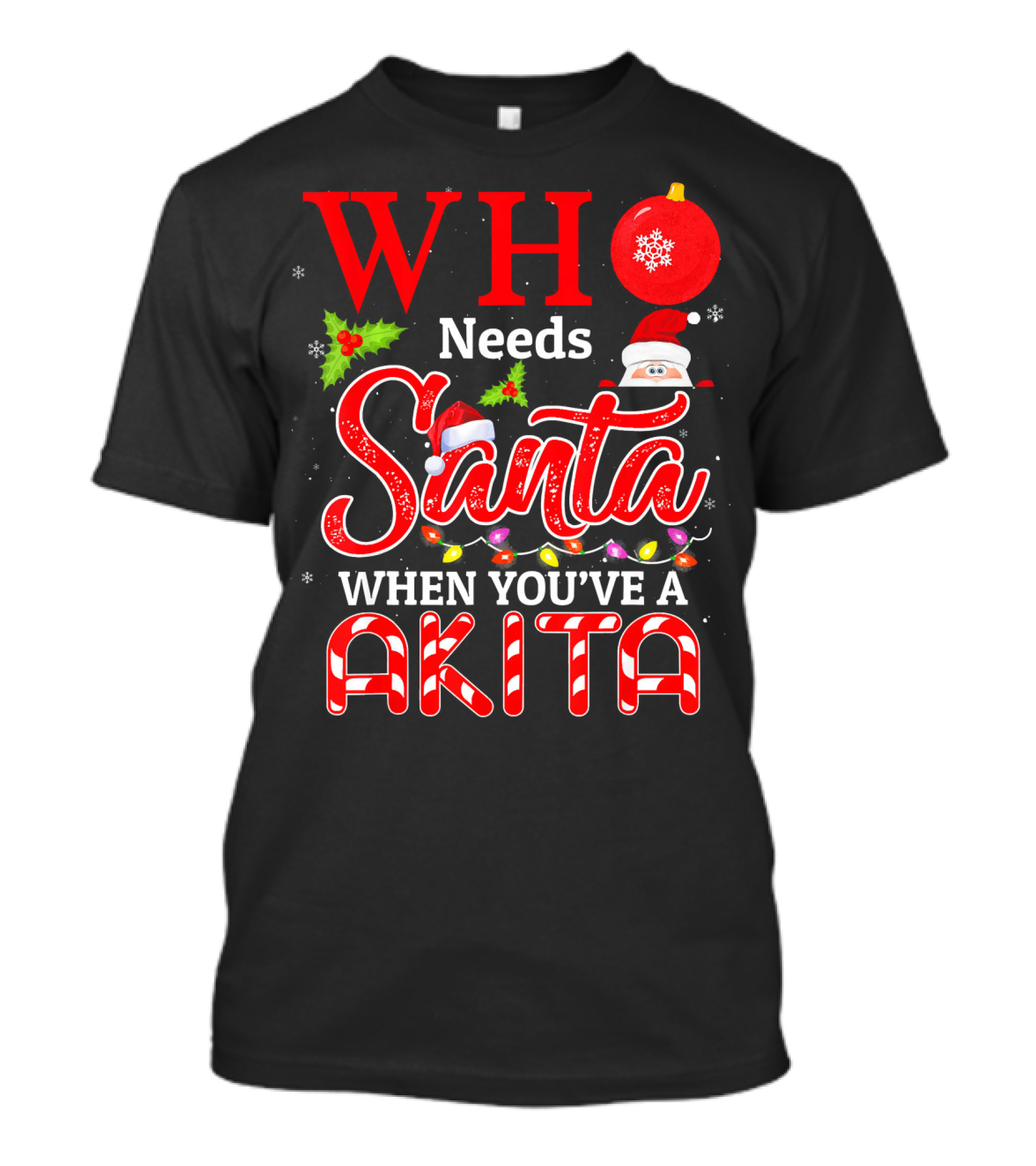 Who Needs Santa When You've Got A Funny Akita With Santa Hat T-Shirt