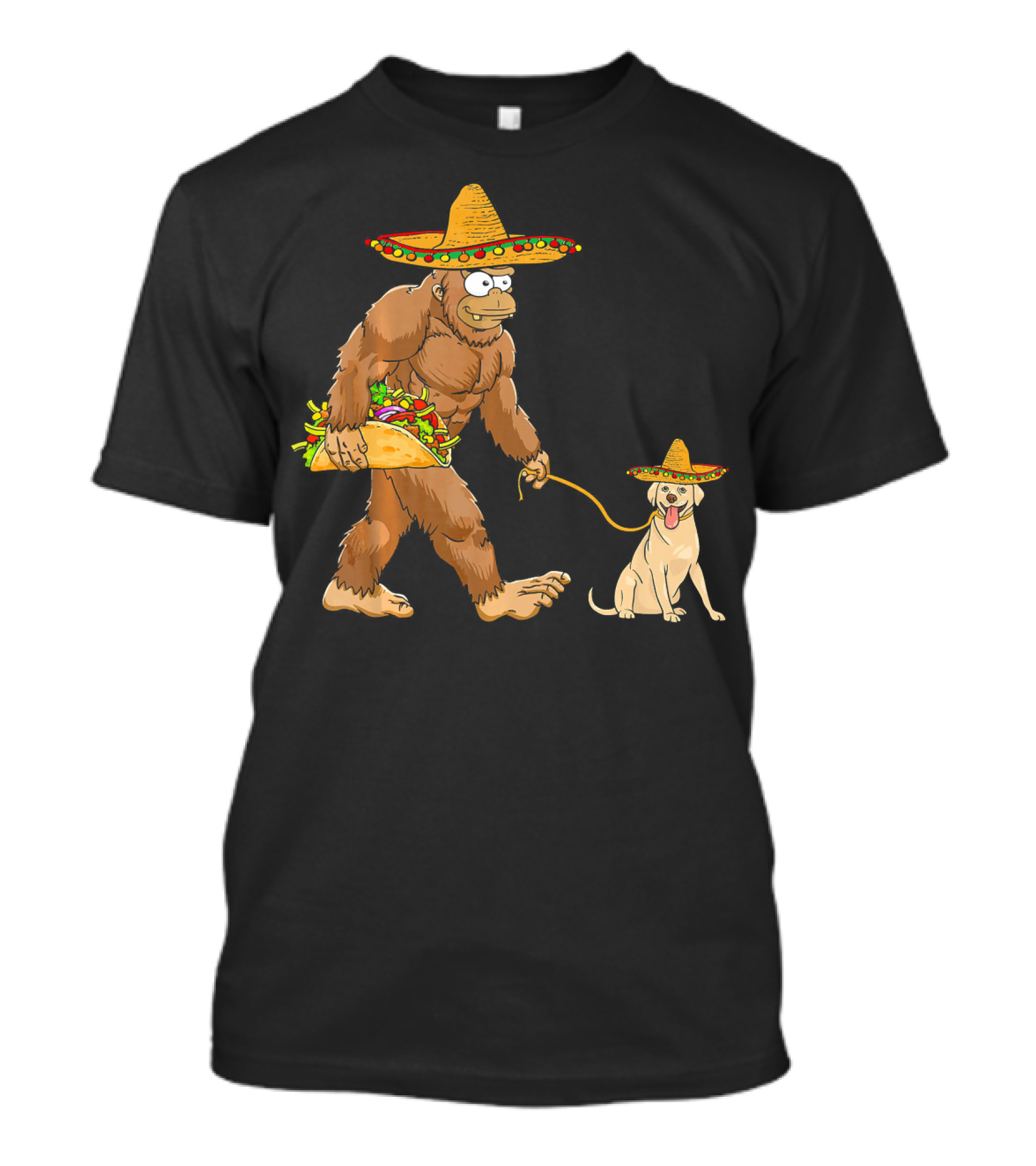 Bigfoot Sombrero Taco Labrador Dog Cinco De Mayo T-Shirt