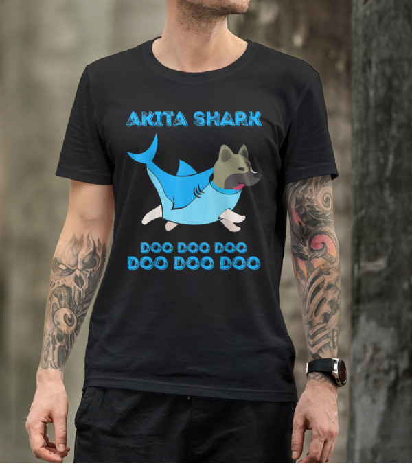 AKITA Shark Doo Doo Doo Doo Doo Doo Dog T-Shirt