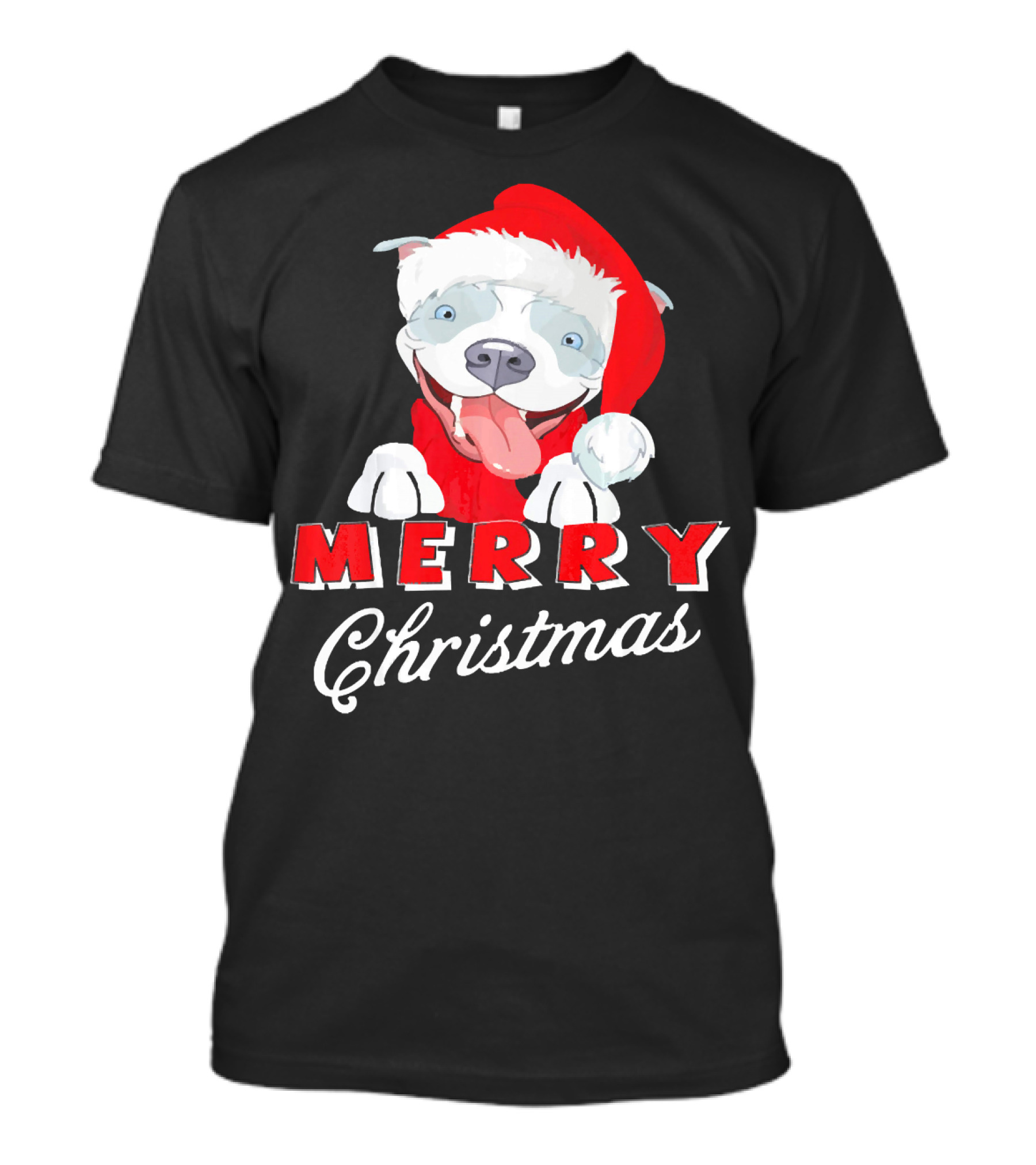Merry Christmas Dog Lover Santa Hat T-Shirt