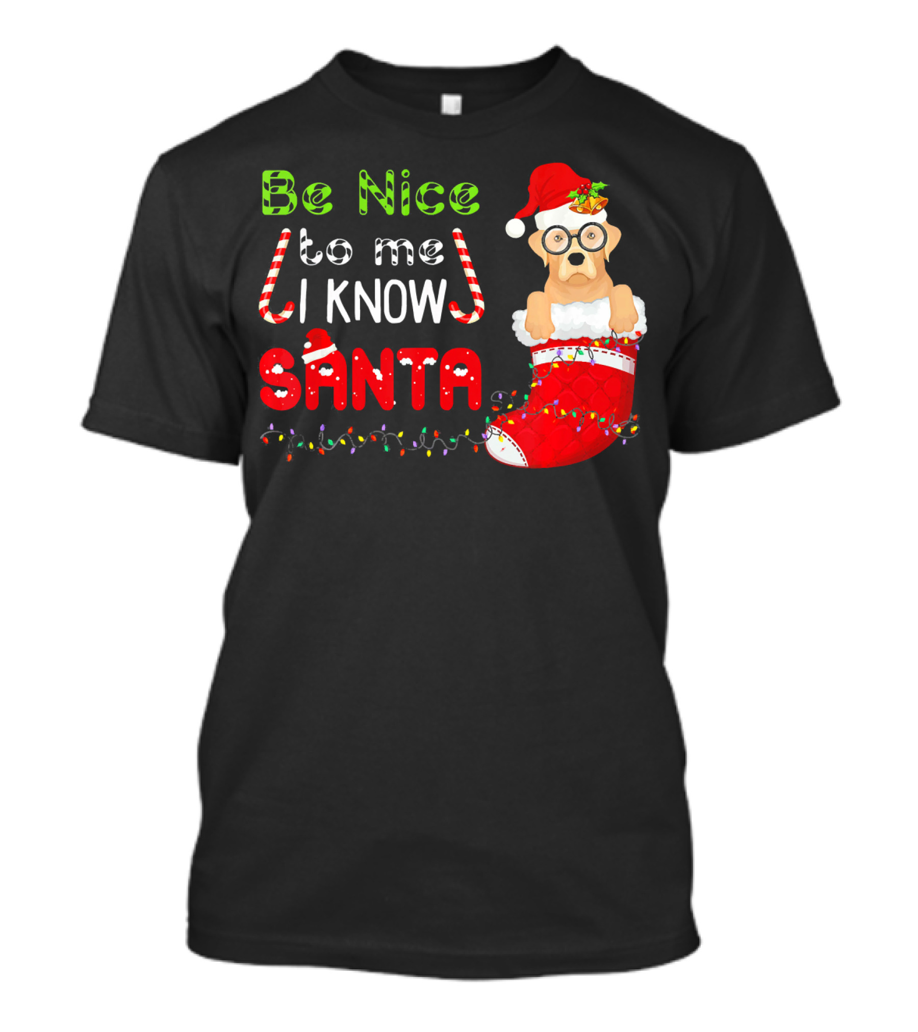 Be Nice To Me I Know Santa Labrador Christmas Stocking T-Shirt