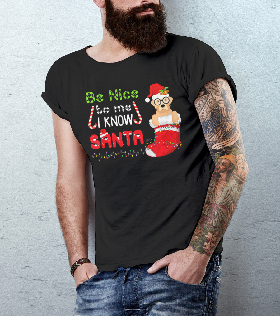 Be Nice To Me I Know Santa Labrador Christmas Stocking T-Shirt