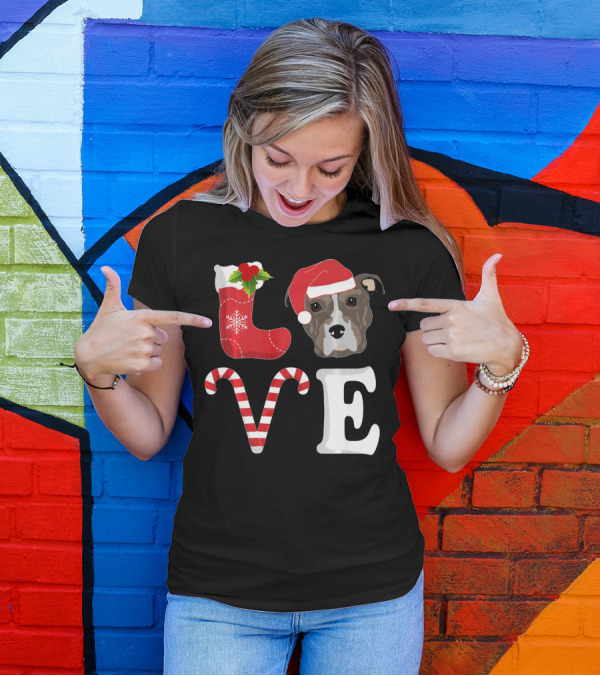 Pitbull Christmas Love Santa Pit Bull T-Shirt