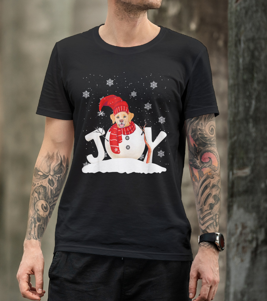 Joyful Snowman Golden Retriever Christmas Fun T-Shirt