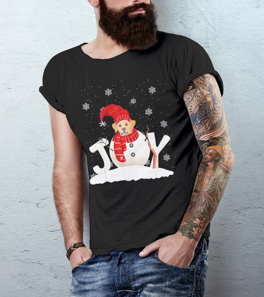 Joyful Snowman Golden Retriever Christmas Fun T-Shirt