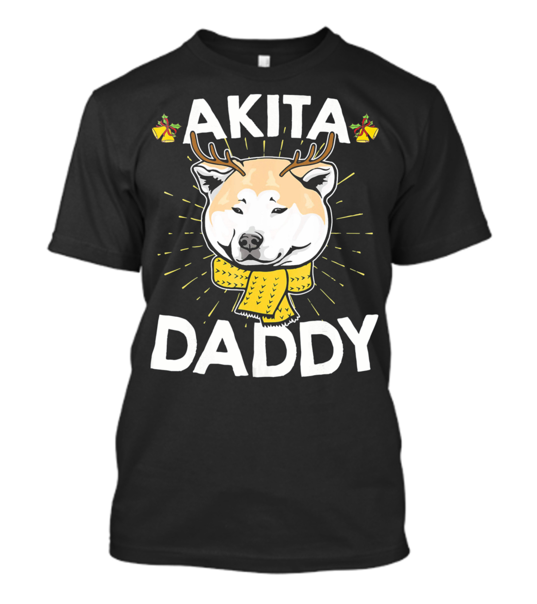 Akita Daddy Reindeer Antlers And Scarf Holiday T-Shirt