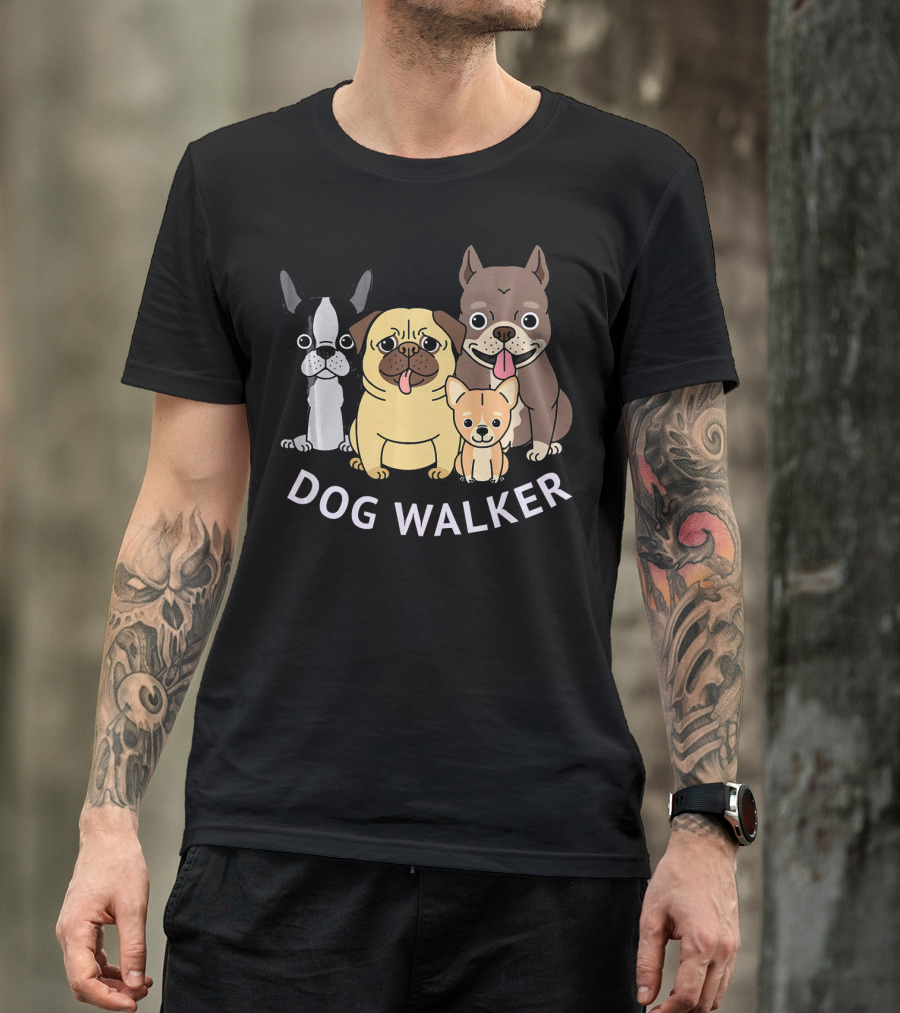 Dog Walker Dog Lover Pit Bull And Other Breeds T-Shirt