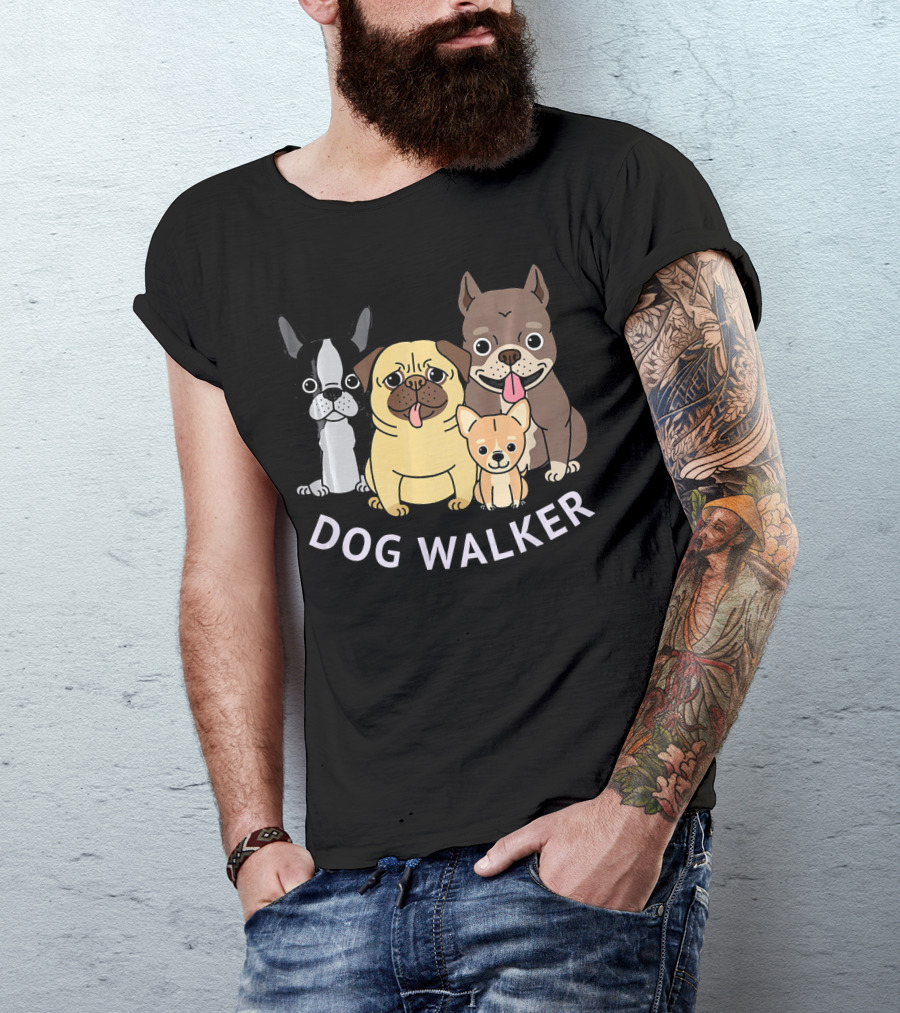 Dog Walker Dog Lover Pit Bull And Other Breeds T-Shirt