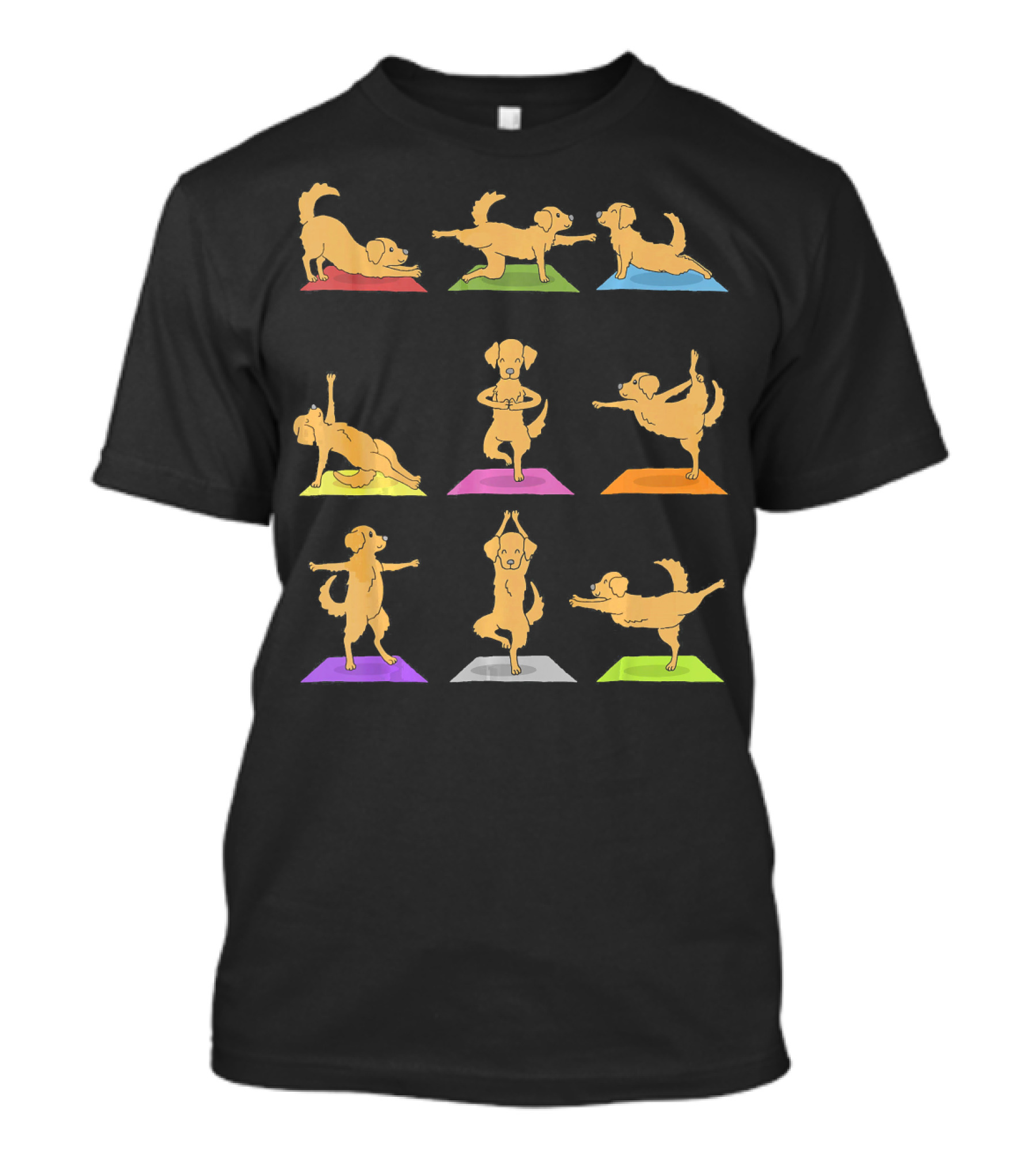 Golden Retriever Dogs Yoga Poses Funny Image T-Shirt