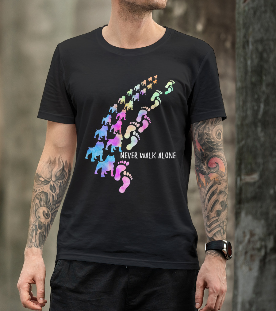 Never Walk Alone Funny Pit Bull Dog Walker Paw T-Shirt