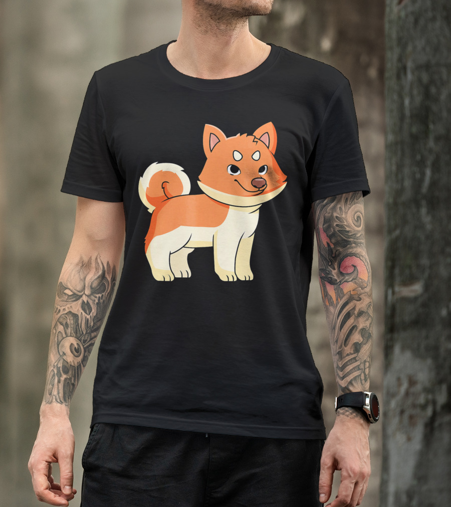 Cute Akita Dog Japanese Puppy Orange Tail T-Shirt