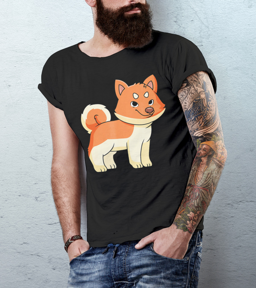 Cute Akita Dog Japanese Puppy Orange Tail T-Shirt