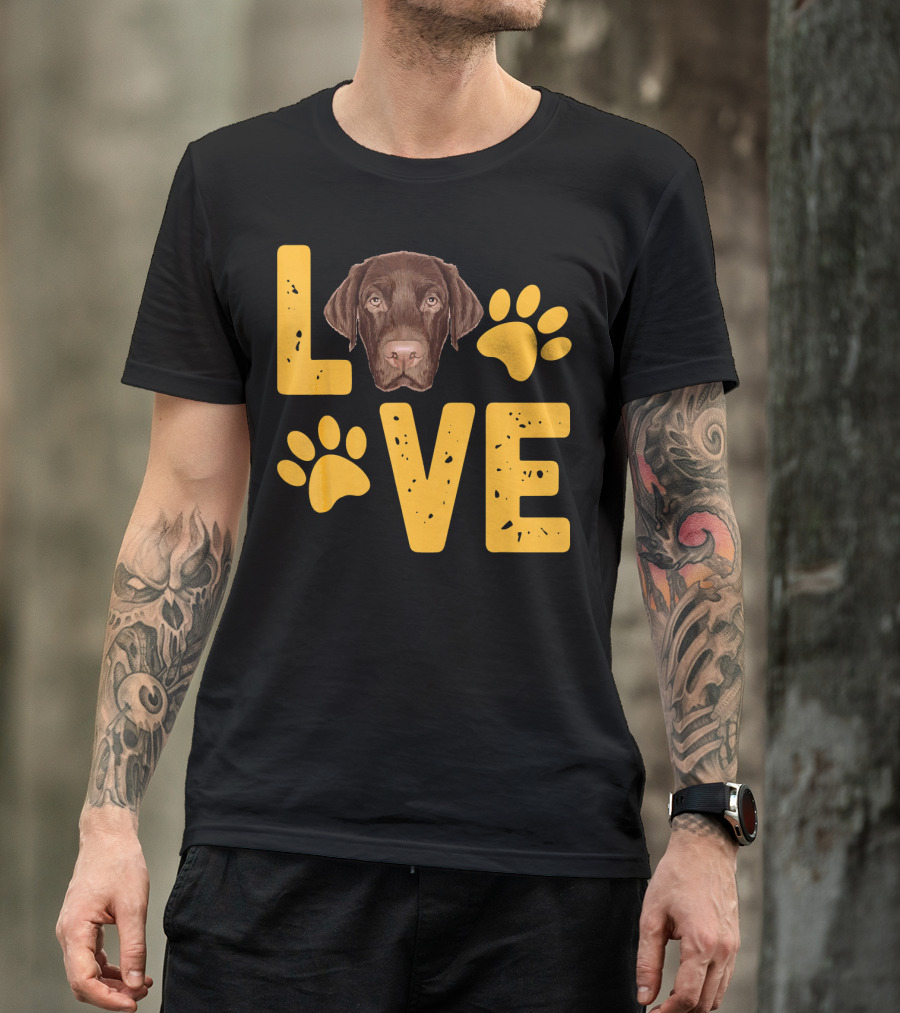 LOVE Chocolate Lab Labrador Retriever Paw Prints T-Shirt