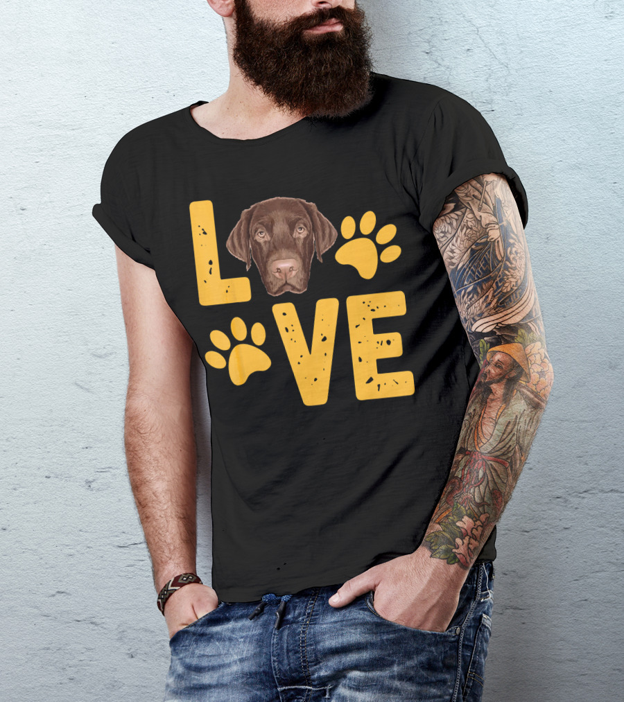 LOVE Chocolate Lab Labrador Retriever Paw Prints T-Shirt