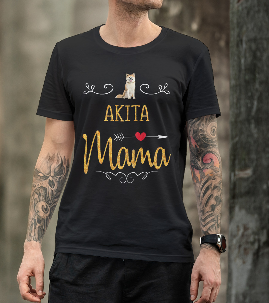 Akita Mama Heart Arrow Cute Akita Lover T-Shirt