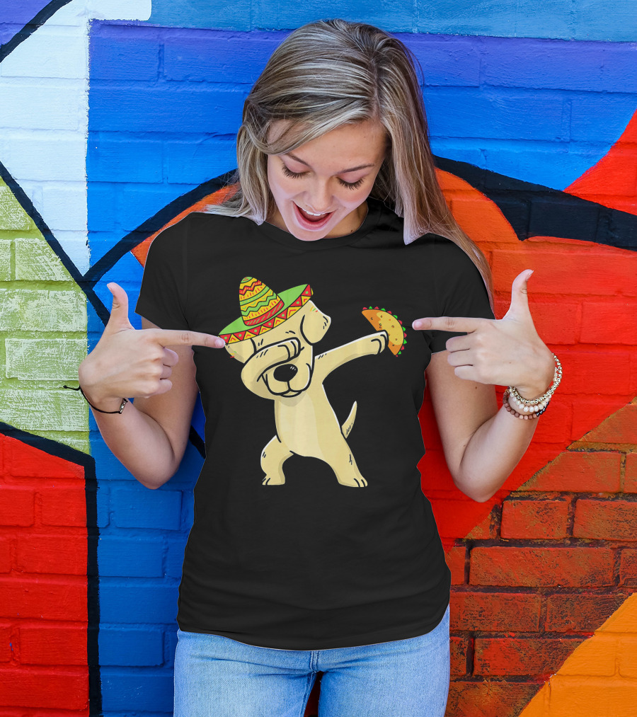 Labrador Dabbing With Taco And Sombrero T-Shirt