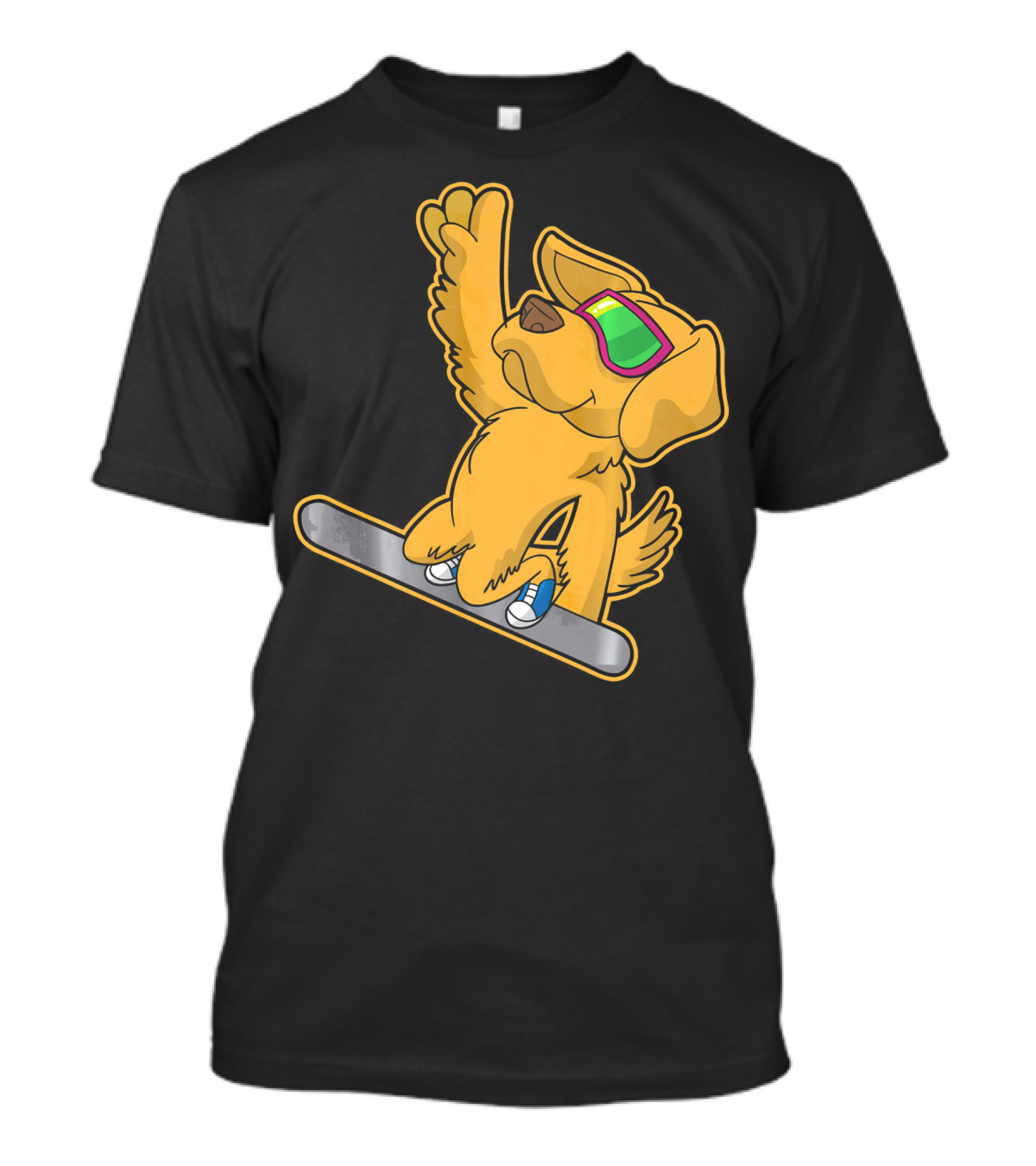 Golden Retriever Dog Snowboarding Adventure T-Shirt