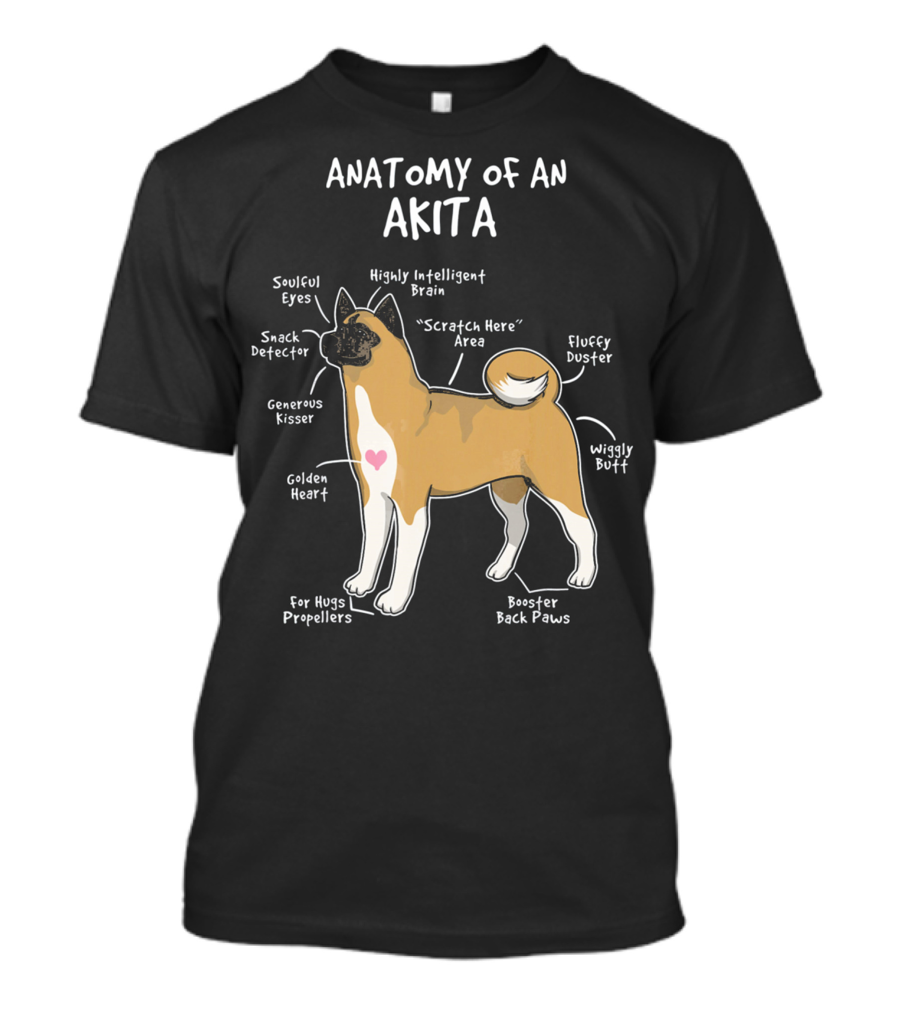 Anatomy Of An Akita Soulful Eyes Intelligent Brain Fluffy Duster Wiggly Butt T-Shirt