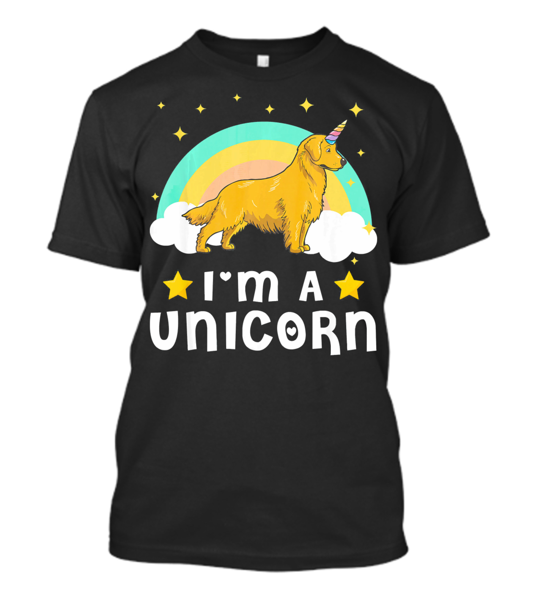 I'm A Unicorn Golden Retriever Rainbow Stars T-Shirt