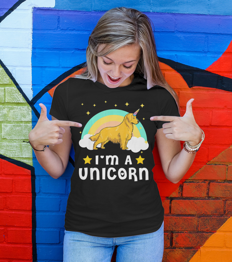 I'm A Unicorn Golden Retriever Rainbow Stars T-Shirt
