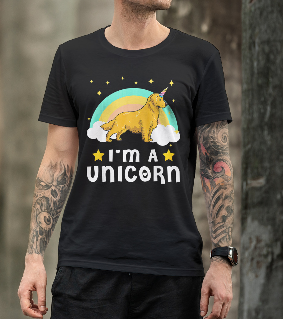 I'm A Unicorn Golden Retriever Rainbow Stars T-Shirt