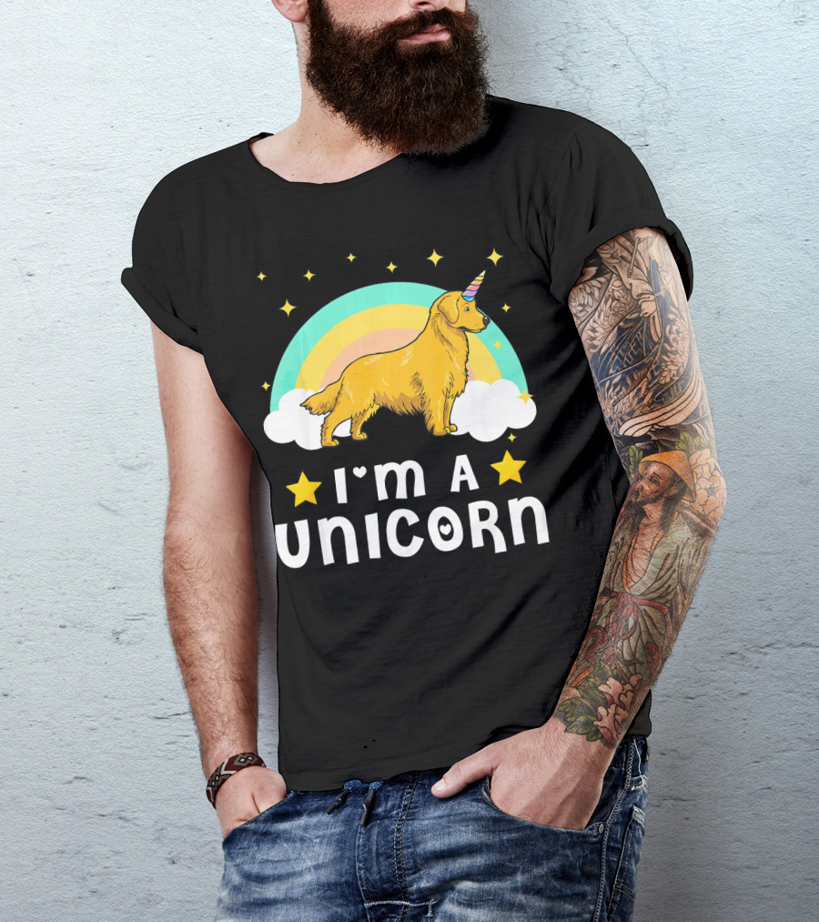 I'm A Unicorn Golden Retriever Rainbow Stars T-Shirt