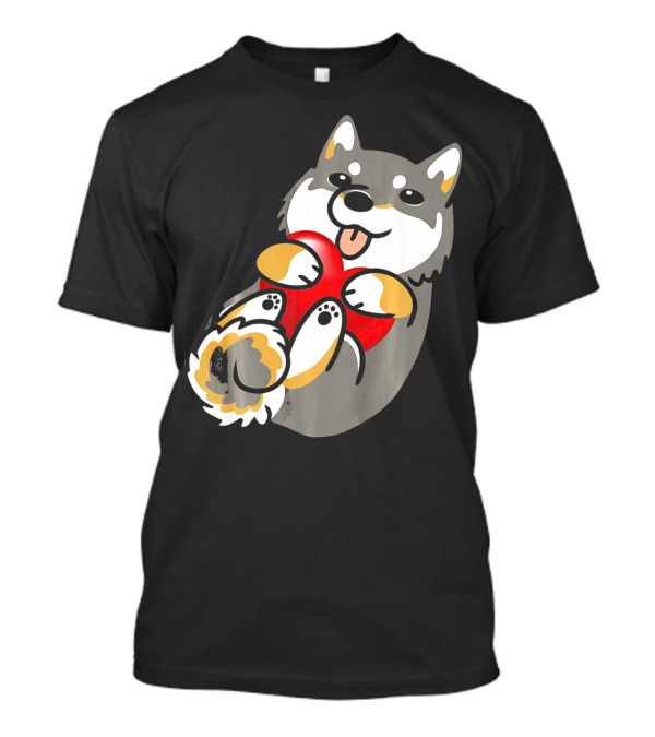 Akita Dog Holding Heart Cute Valentines Day Funny T-Shirt