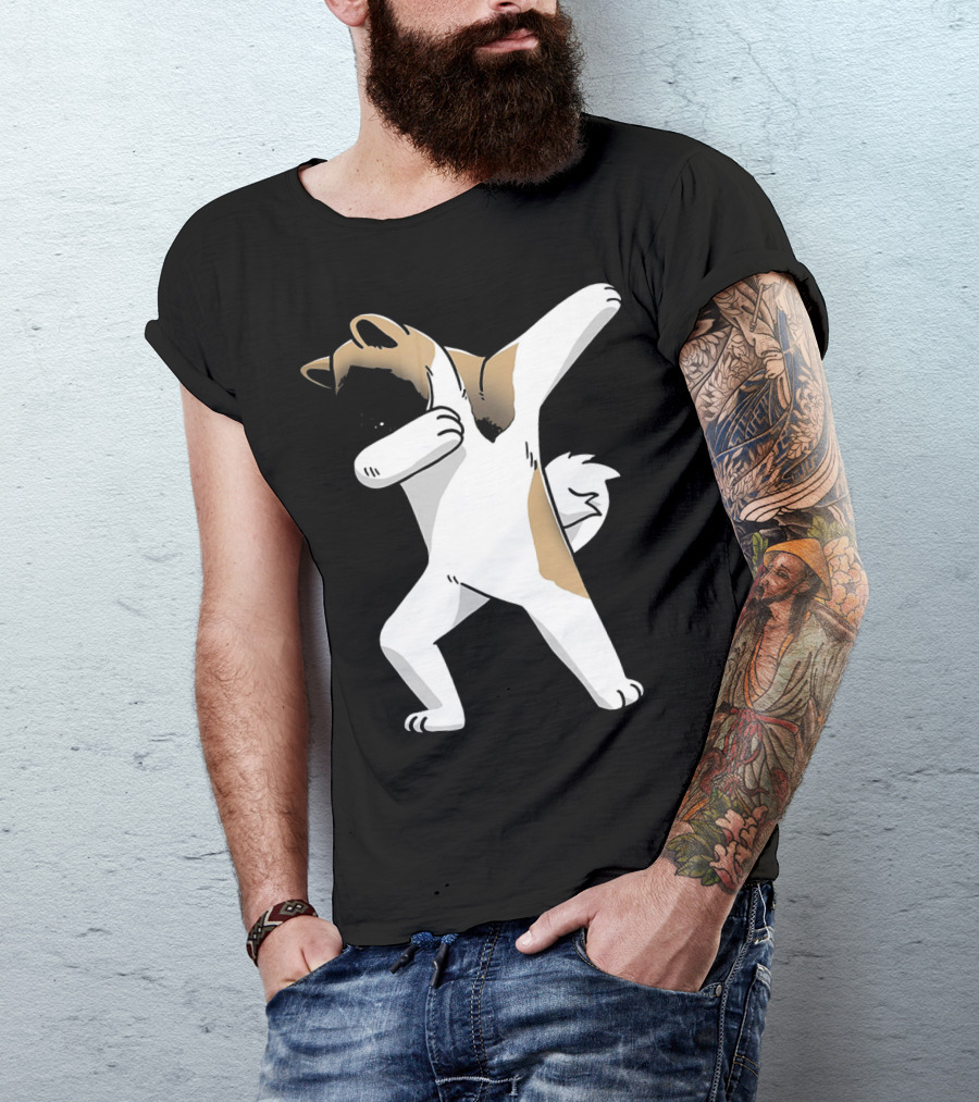 Funny Dabbing Akita Cute Dog Party Dancer T-Shirt