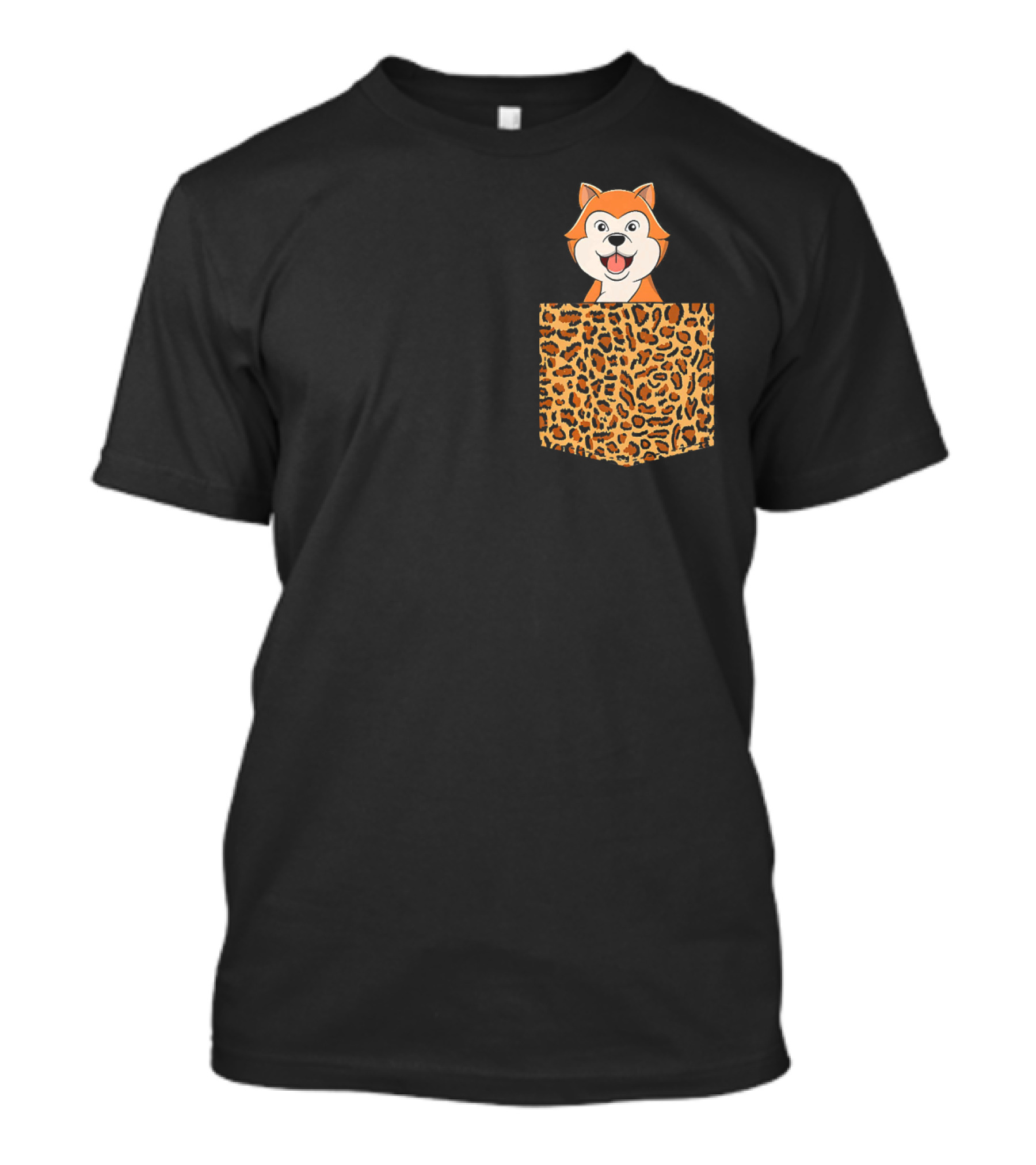 Pocket Leopard Print Akita Dog Christmas Lover T-Shirt